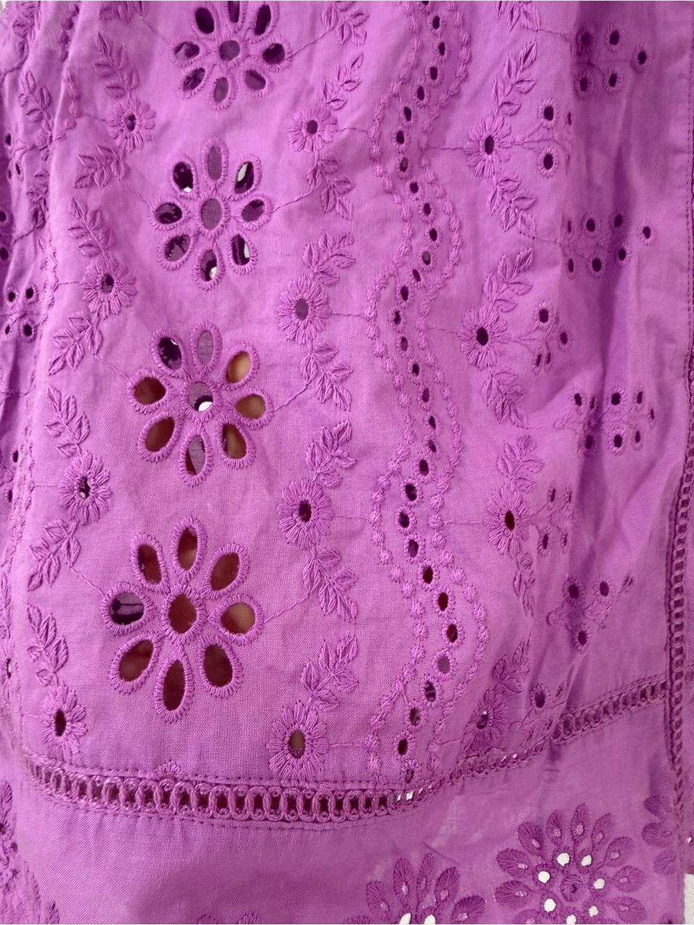 Ruffled Eyelet Mock-Neck Blouse in Purple - Picture 5 of 7